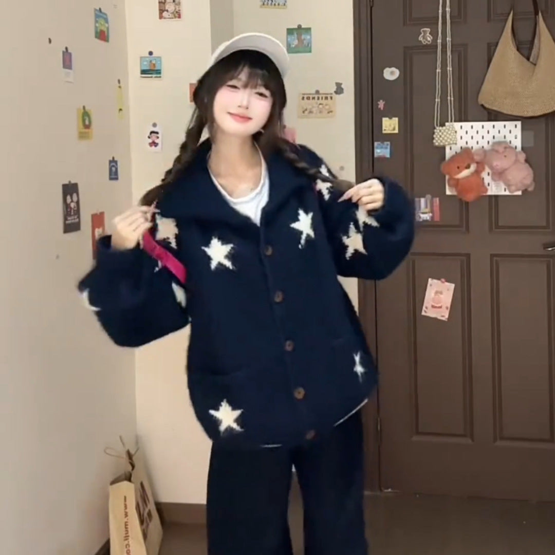 Slim And Loose Korean Lazy Knit Cardigan