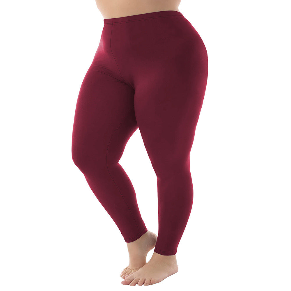 Nine Points High Elastic Solid Color Spring And Autumn Leggings Plus Size
