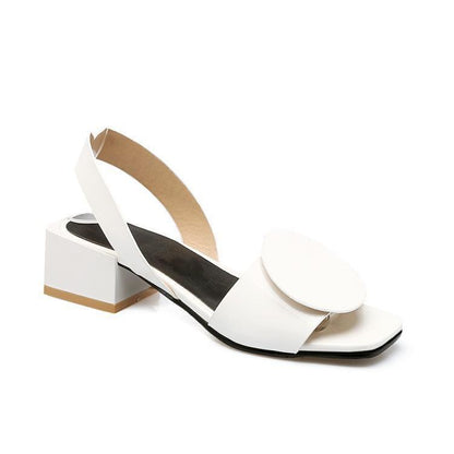 Patent Leather Buckle Mid-heel Open-toe Womens Shoes