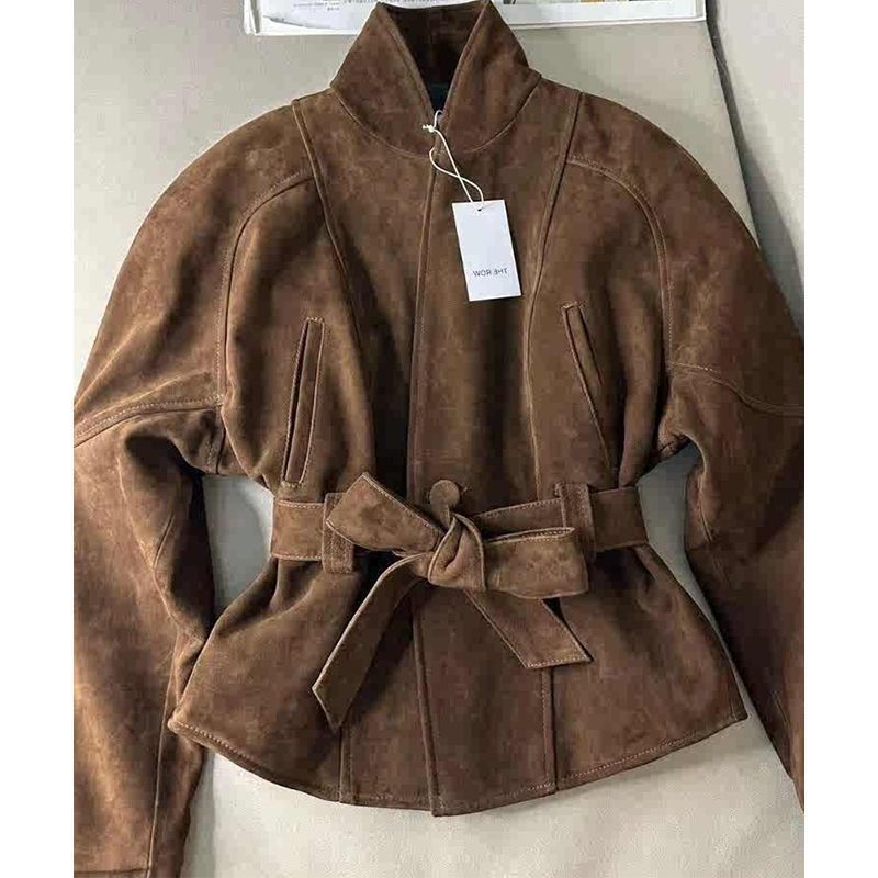 Brown Waist-tight Short Coat Windbreaker