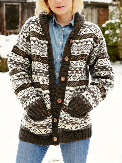 Polyester Tribal Knit Sweater Women's Knitted Sweater