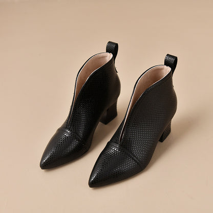 Womens High-heeled Martin-style Ankle Boots With A V-cut
