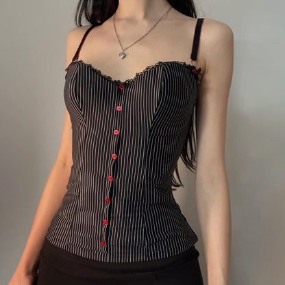Vintage Stripe Waist Slimming Sexy Suspenders Chest
