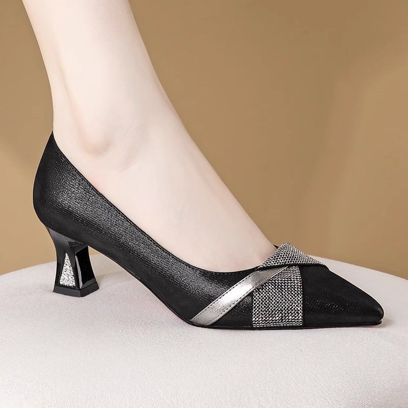 Pointed-toe Versatile Chunky-heel Womens Dress Shoes