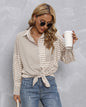 Lapel Plaid Colorblock Loose Casual Shirt