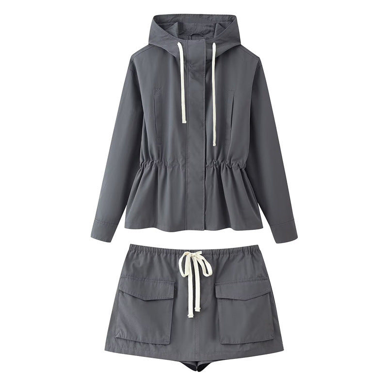 Women's Commute Style All-matching Hooded Jacket Overalls Culottes