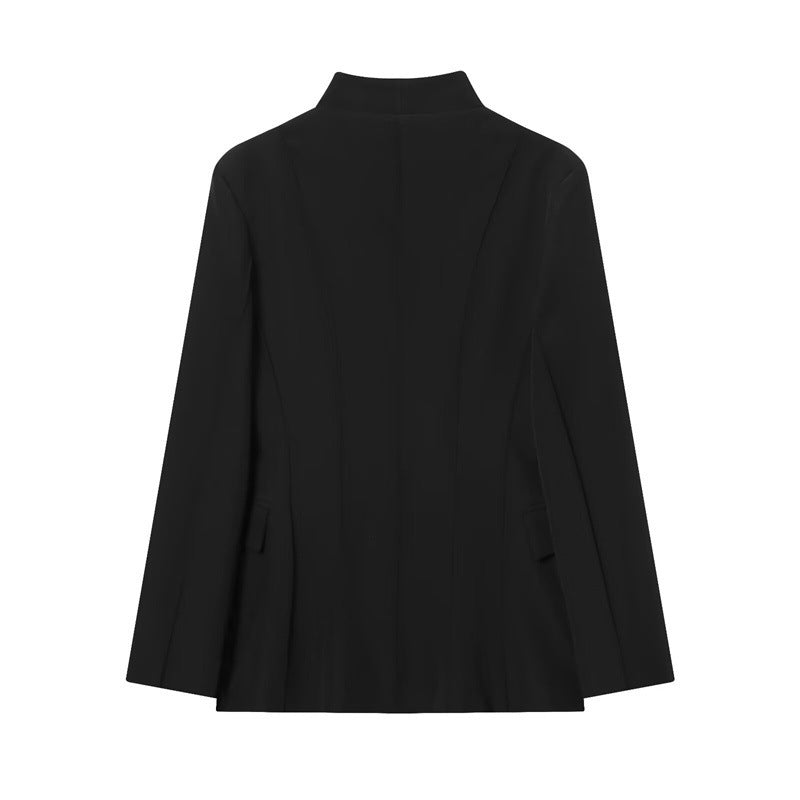 Women's Long Sleeved Shirt Black Slim-fit Suit Jacket