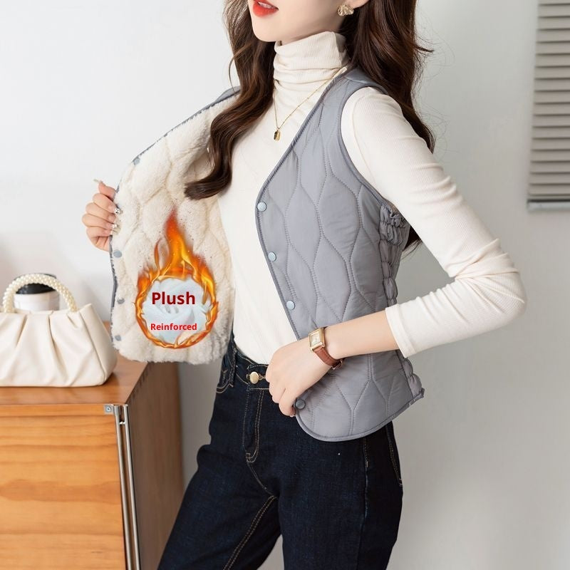 Vest Women's Short Bottoming Autumn And Winter Plus Velvet Thickened