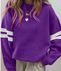 Red Dahlia Varsity Striped Detail Drop Shoulder Oversized Sweatshirt