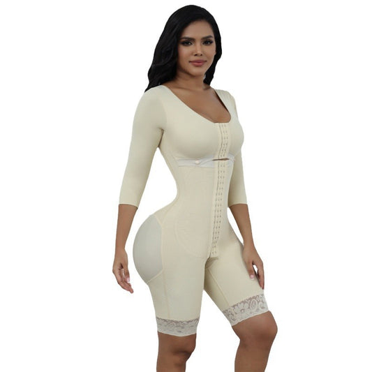 Half Sleeve One-piece Corset Reinforced Hip-lift And Belly Shaping Corset