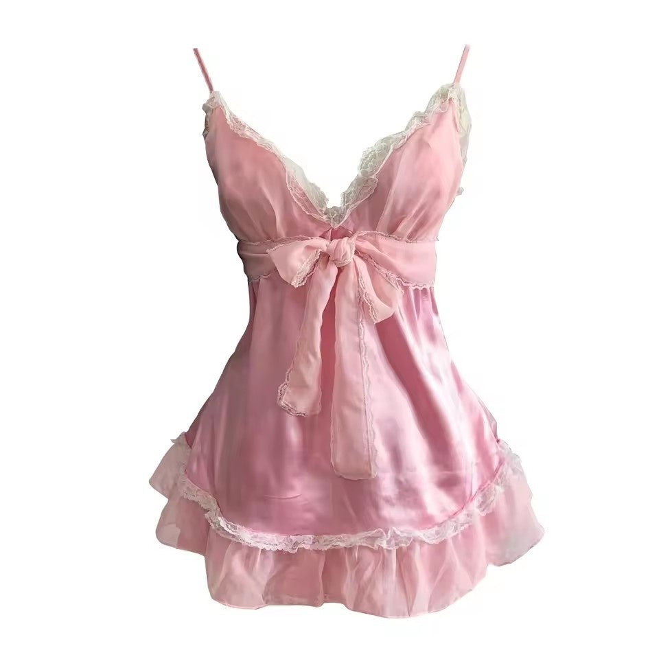 Fashion Sexy Hot Girl Striped Lace Bow Sweet Women's Sling