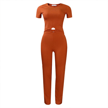Solid Color Casual Suit For Women