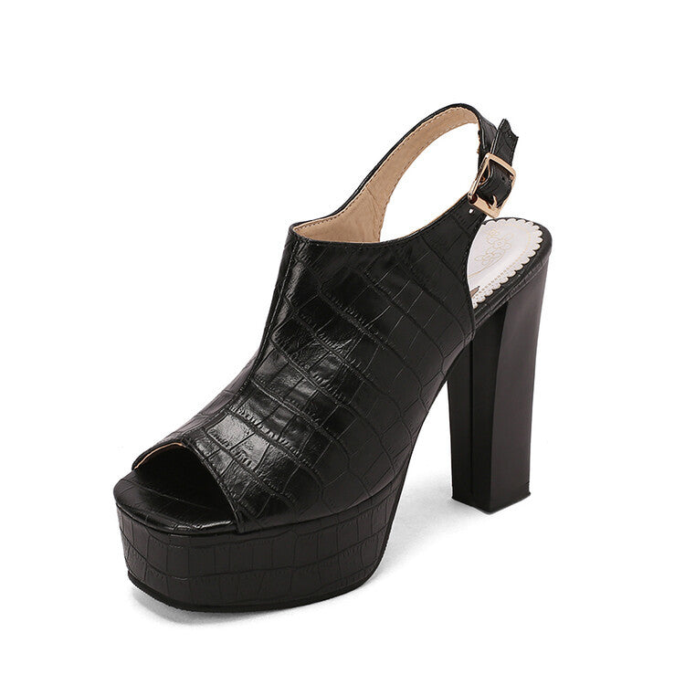 Womens Fish-mouth Sandals With A Square Toe And A High Heel