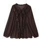 Women's Loose Laminated Decoration Drape Shirt