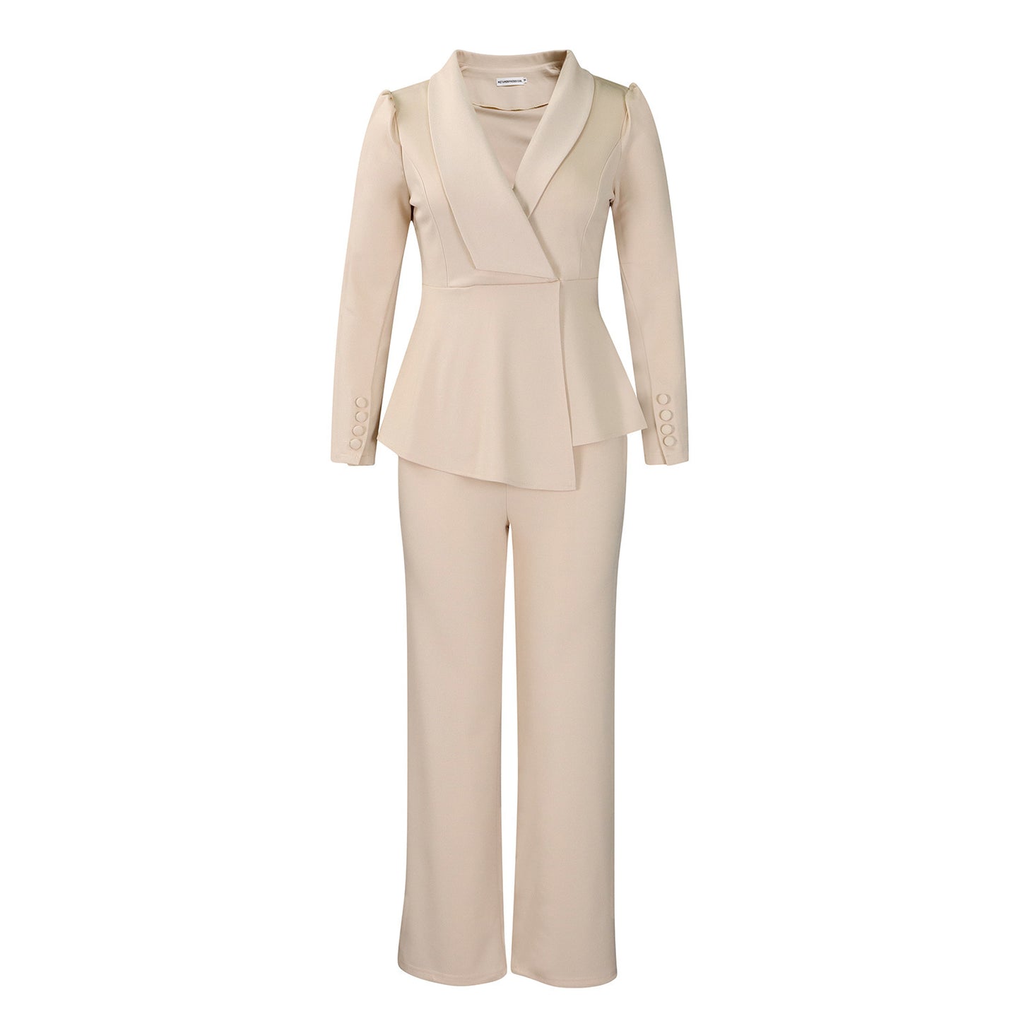 Ruffled Long-sleeved Top Wide-leg Pants Suit