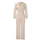 Ruffled Long-sleeved Top Wide-leg Pants Suit