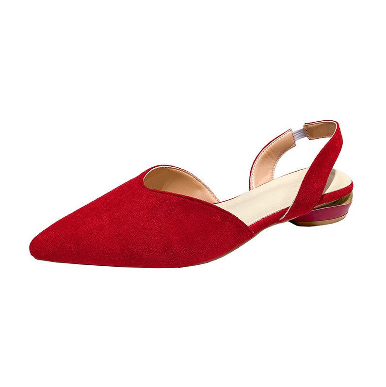 Womens Plus-Size Pointed-Toe Open-Back Low-Heel Sandals