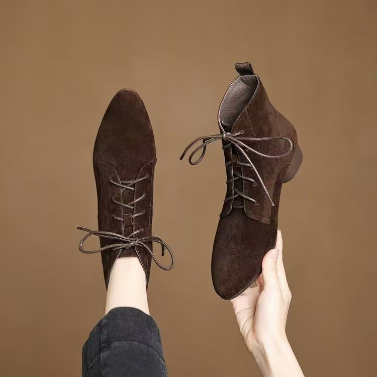 Autumn And Winter Maillard Matte Temperament Pointed Low-heel Ankle Boots For Women Autumn And Winter Maillard Matte Temperament Pointed Low-heel Ankle Boots For Women Product information: Pattern: Solid color Inner material: Faux leather Color: Brown thi