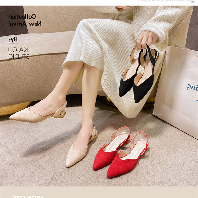 Womens Plus-Size Pointed-Toe Open-Back Low-Heel Sandals