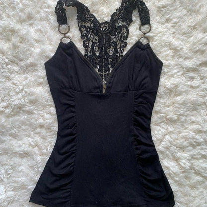 American Retro Hot Girl Cotton Lace Sling Slim Fit Slimming