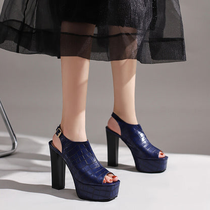 Womens Fish-mouth Sandals With A Square Toe And A High Heel