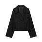Simple Double Breasted Short Woolen Coat Women's Top