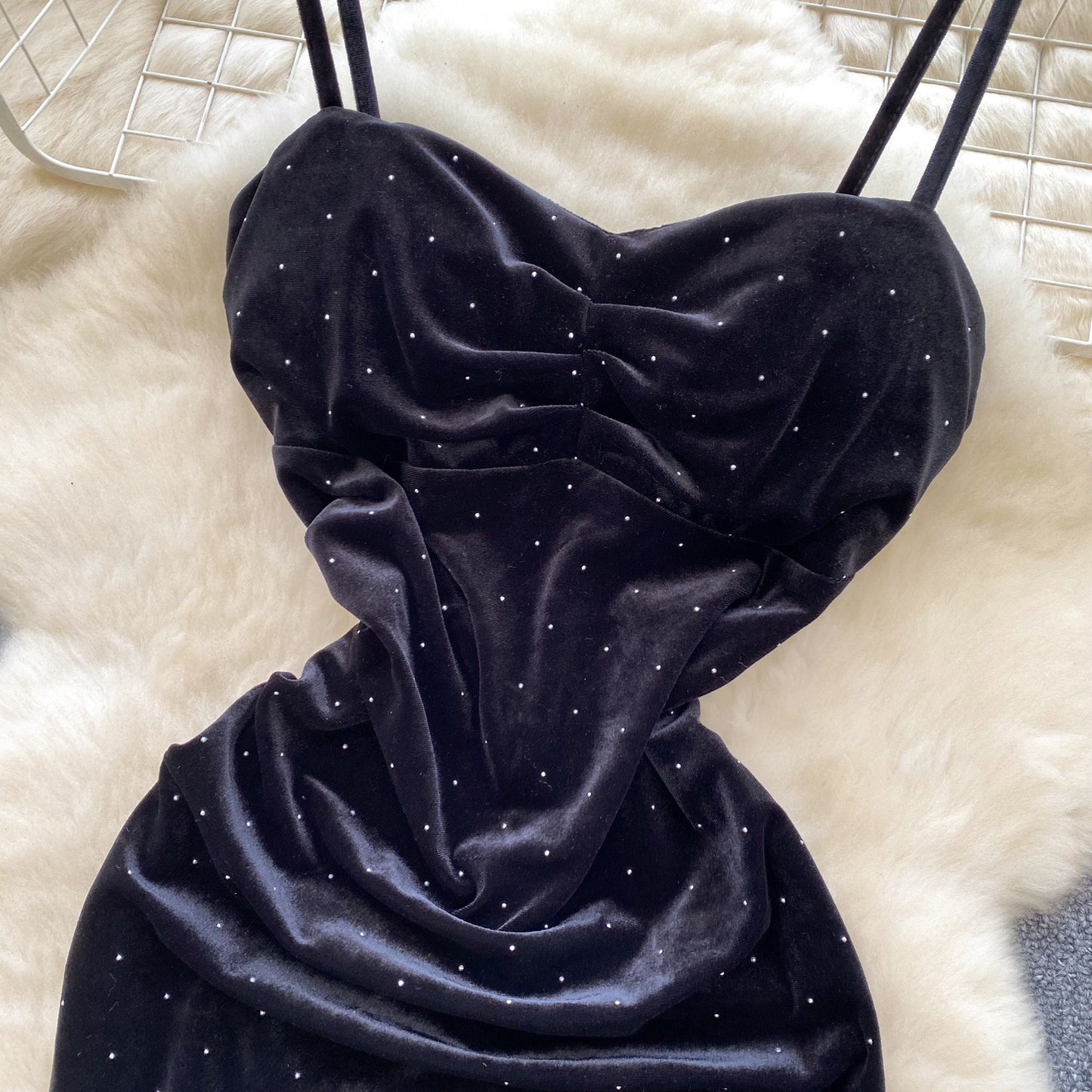 Women's Sexy Socialite Pleated Waist Tight Suspender Dress