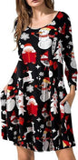 Halloween Christmas Holiday Color Casual Printed T-shirt Dress