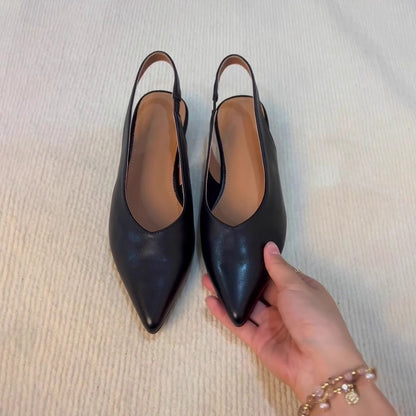 Womens Solid-Color Retro All-Match Pointed-Toe Sandals