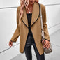 Fashionable All-match Long Sleeve Solid Color Woolen Coat