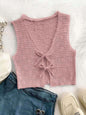 Women's Solid Color Tie Front Sweater Vest Casual Crochet