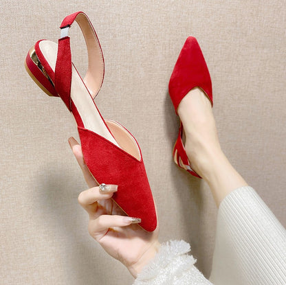 Womens Plus-Size Pointed-Toe Open-Back Low-Heel Sandals