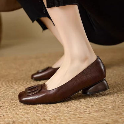 French-style Vintage Low-cut Round-toe Versatile Womens Shoes