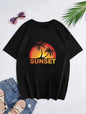 Hong Kong Style Sunset Pattern Printed Short-sleeved T-shirt