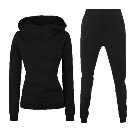 Ladies Hooded Sweater Casual Suit Two-piece Set