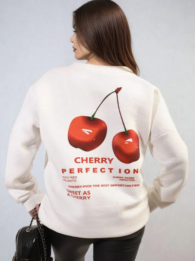 Women's Round Neck Print Long Sleeves Sweater