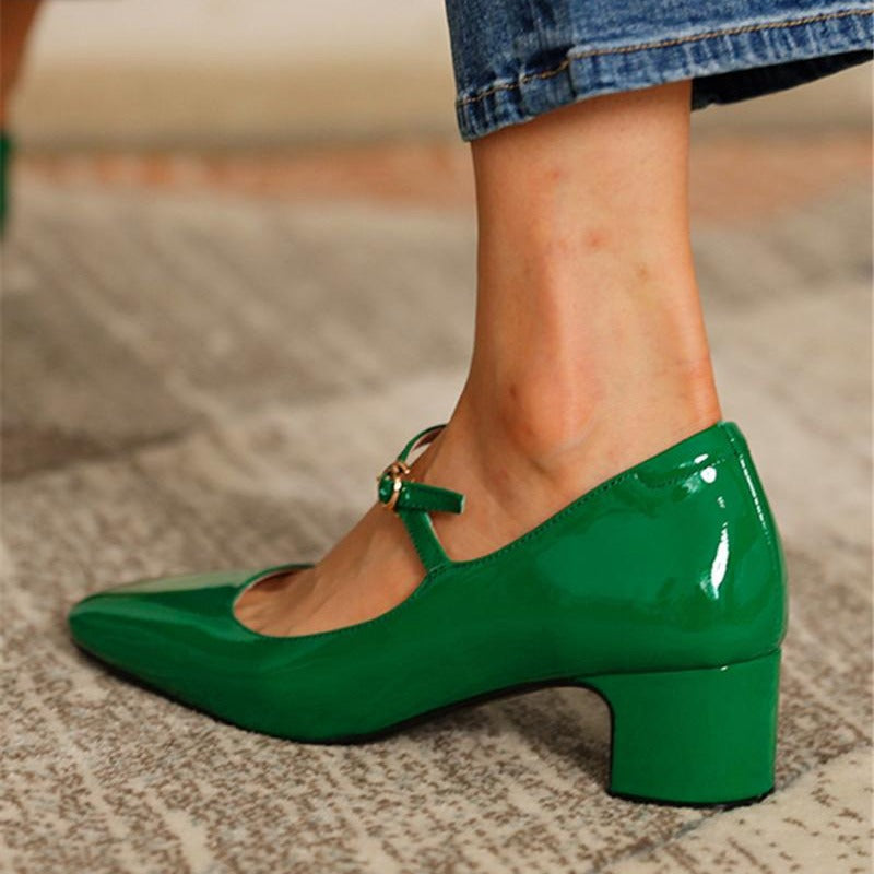 Stylish Mid-heel Plus-size Square-toe Pumps