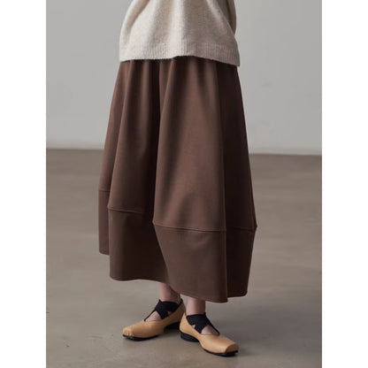 Commuter Woolen Solid Color Bud Skirt Women