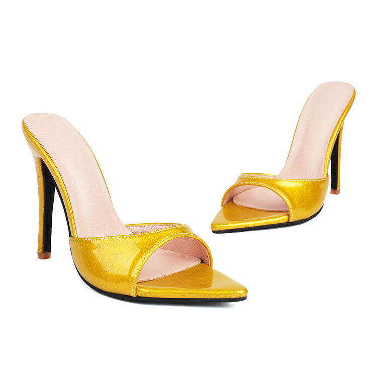 Textured Stiletto-pointed-toe Open-toe High Heels