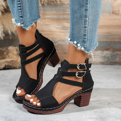 Womens Stylish Casual Peep-toe Wedge High-heeled Sandals