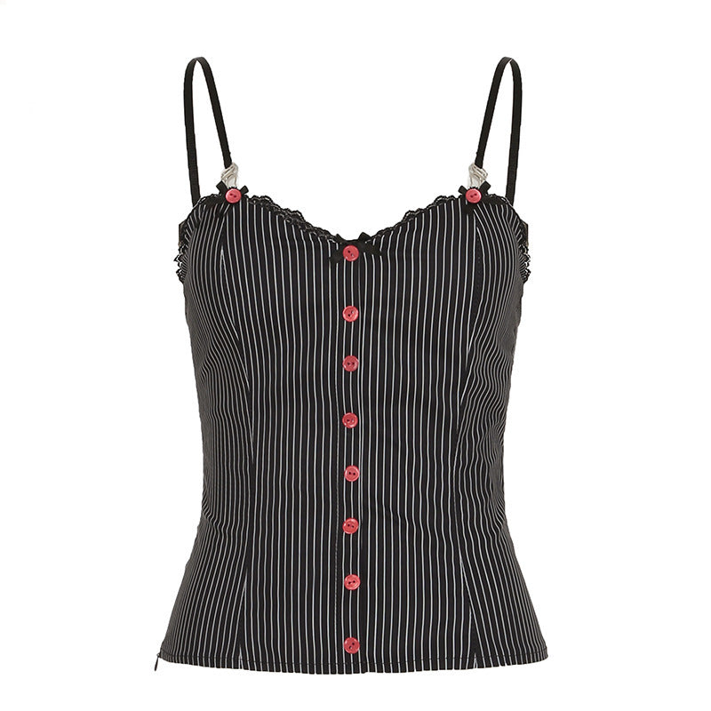 Vintage Stripe Waist Slimming Sexy Suspenders Chest