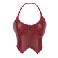Leather Halter Zipper Women's Tube Top Chest Support Body Shaping Top