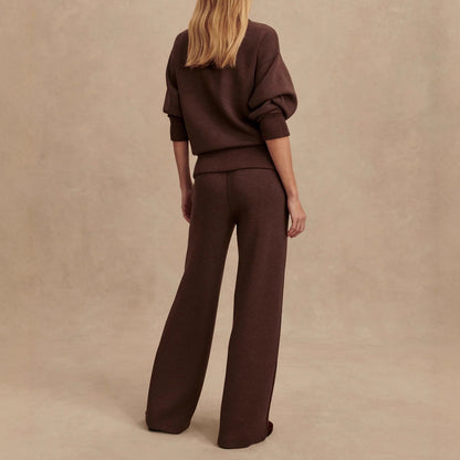 Women's Clothing Zipper Casual Simple Knitting Two-piece Suit