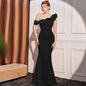 High-end Slant Shoulder Slimming Long Dress