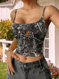 Women's Top Summer Clothing Sweet Printed Tube Top Retro Spaghetti Straps