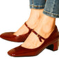 Stylish Mid-heel Plus-size Square-toe Pumps
