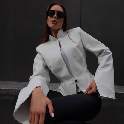 Long Sleeve Solid Color Slim Fit Short Women