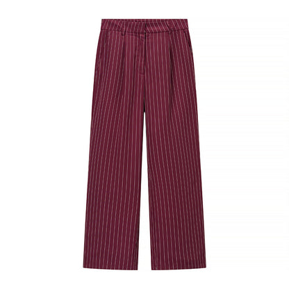 Female Casual Versatile Suit Jacket Casual Pants Striped