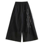 Loose Dark Printed Personality Mesh Stitching Culottes