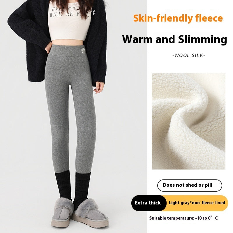 Extra Thick Cashmere Leggings Female High Waist Tight Fleece Cotton Pants